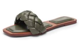 green square toe braided mule sandal
