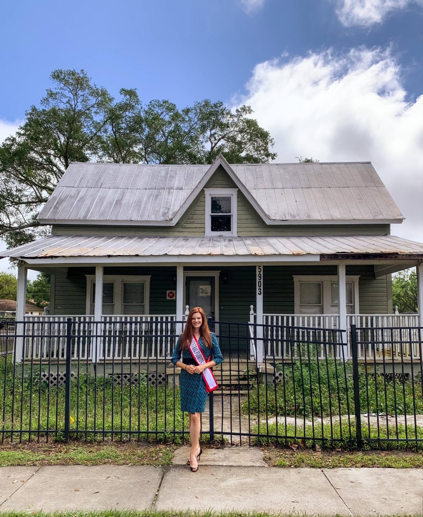 Mrs. Central Florida in front of the historic Lancaster House in Belle Isle, Florida